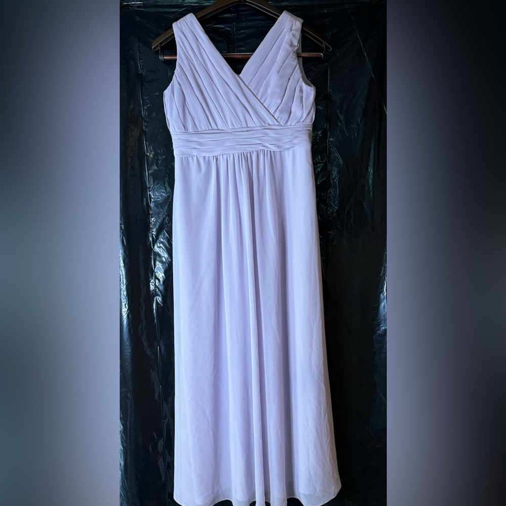 Lilac chiffon girls size junior bridesmaid dress